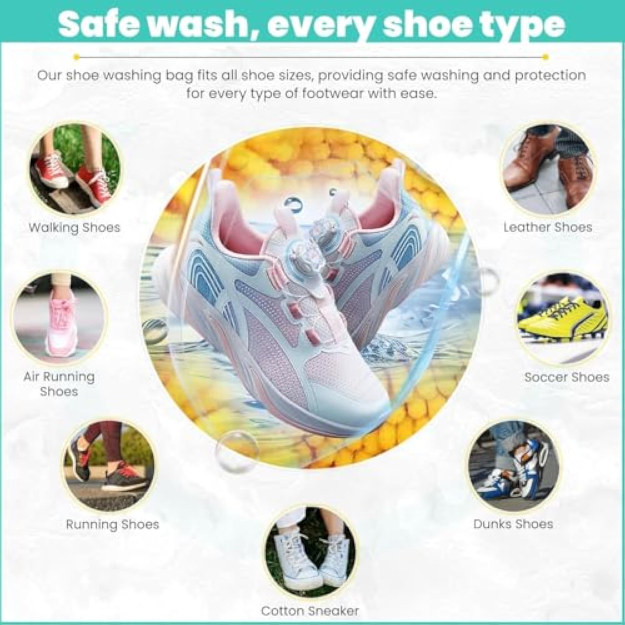 Shoe Washing Machine Bag, Reusable Zipper Plush Bag